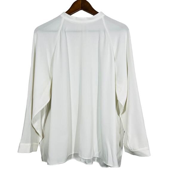 Tibi Draped Tunic Top Mock Neck Long Wing Sleeve Cuffed Ivory - L - Picture 1 of 5